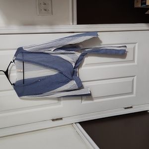 EUC Blue and White Stripe Crop Top M